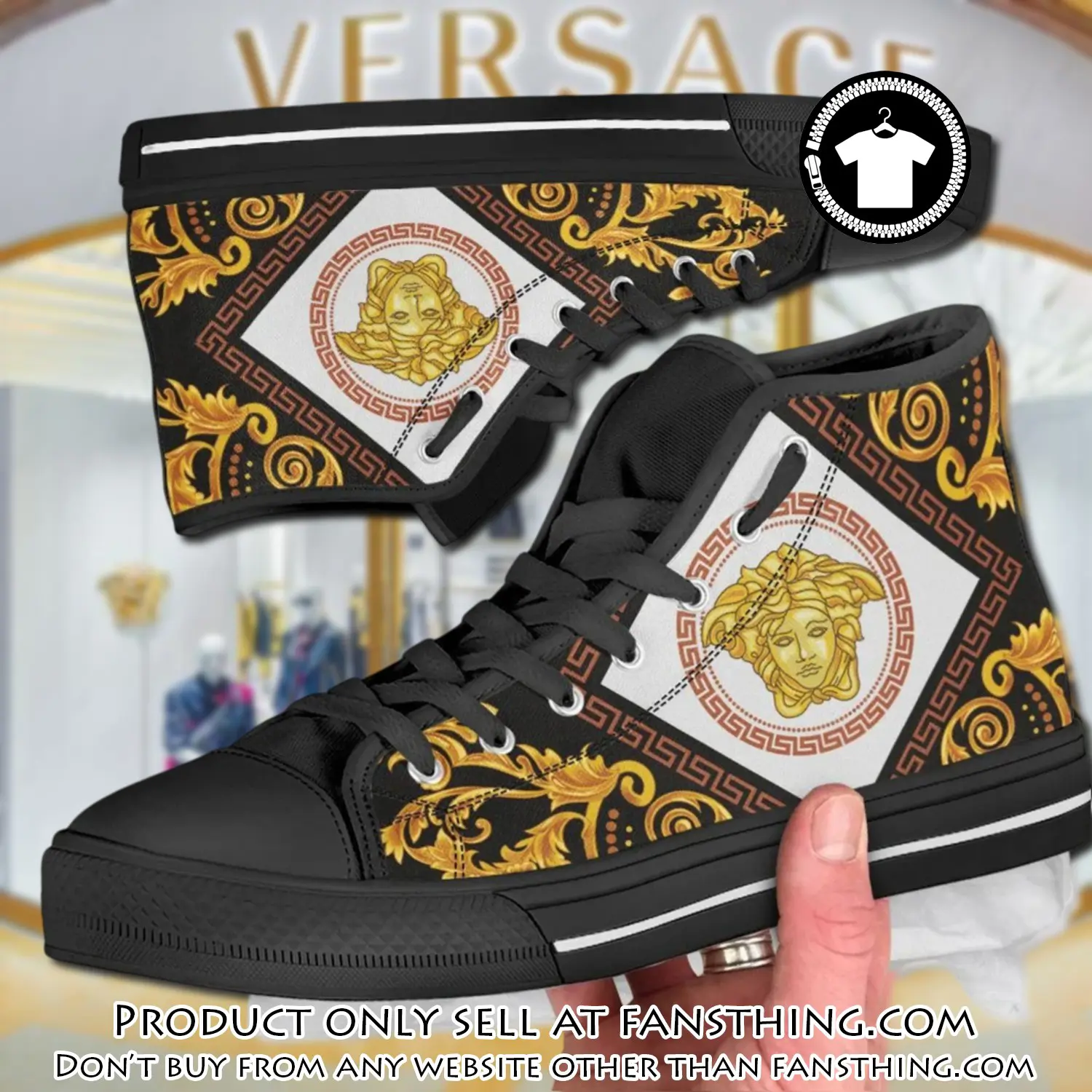 Versace logo medusa high top canvas shoes luxury brand gifts for men women fst5203626
